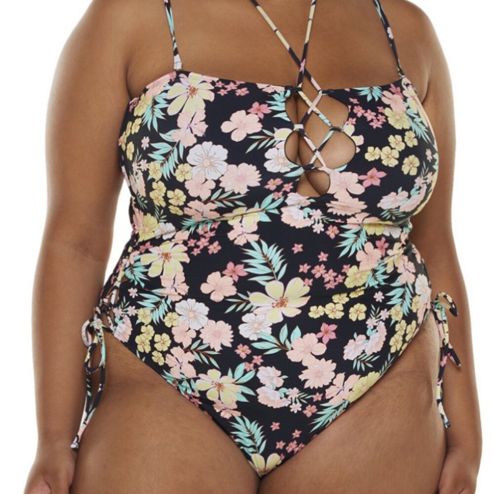 Celebrity Pink Women 2XL (19)‎ Willow Laced Detail Bandeau One Piece Swimsuit
